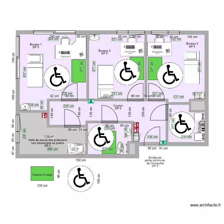 CABINET PARAMEDICAL DU CENTRE APRES TRAVAUX espaces de rotation. Plan de 