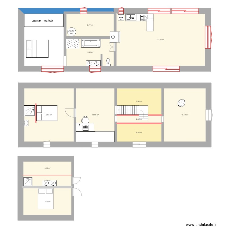  1 er etage ecrin . Plan de 0 pièce et 0 m2