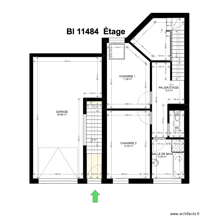 BI 11484. Plan de 16 pièces et 165 m2