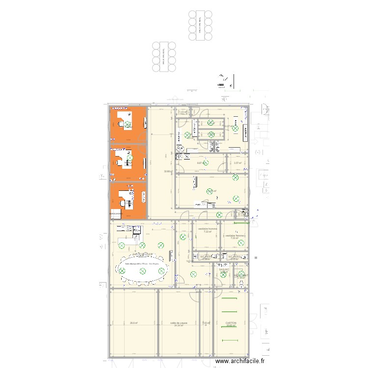 plan montussan v23. Plan de 45 pièces et 596 m2