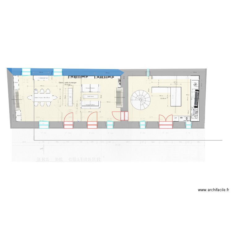 Rez de chaussée manoir dernière version avec colimaçon. Plan de 0 pièce et 0 m2