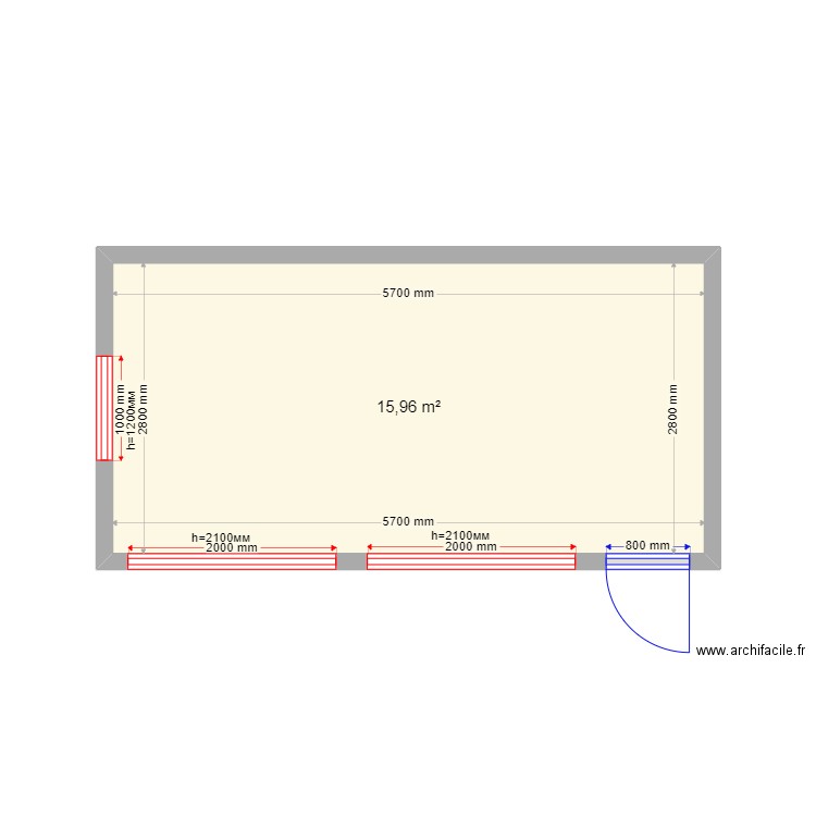  18 Ivan. Plan de 1 pièce et 16 m2