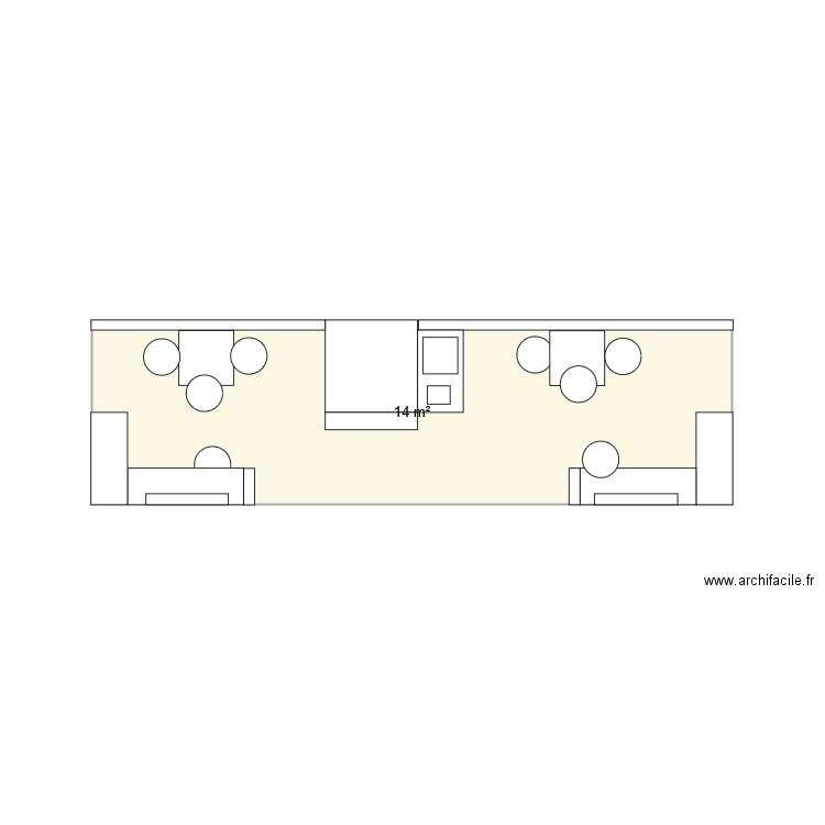 stand Salon franchise v2. Plan de 1 pièce et 14 m2