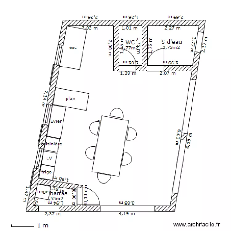 RDC maison des bambous. Plan de RDC maison des bambous. Plan de