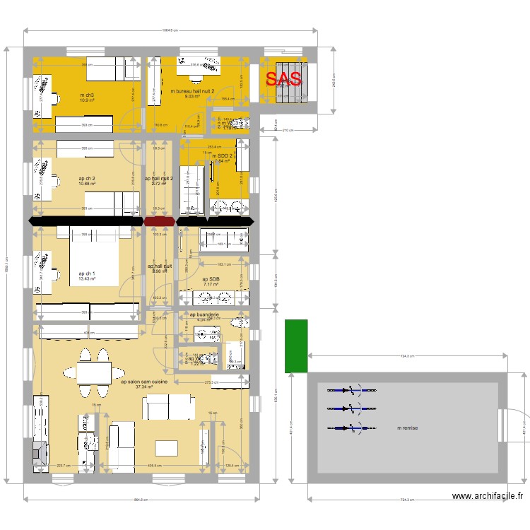 maison annexe appart 2 ch location SAS modulable seul. Plan de 0 pièce et 0 m2