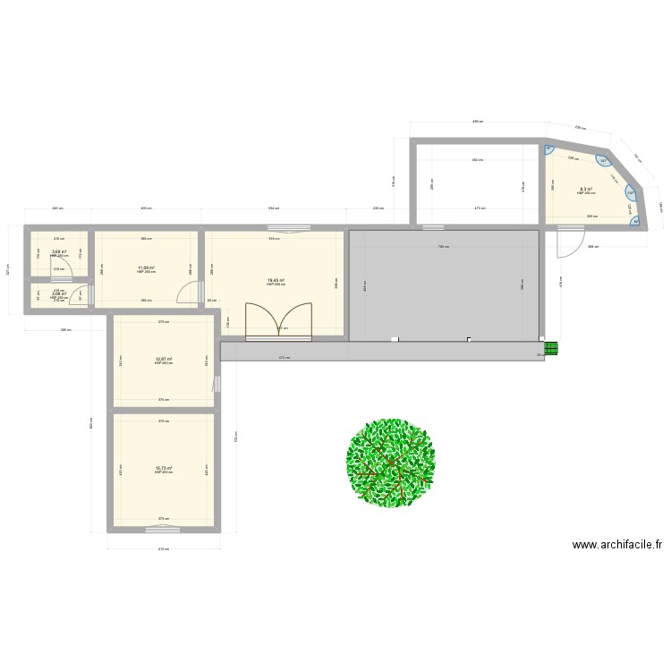 Crespillon extension . Plan de 8 pièces et 101 m2
