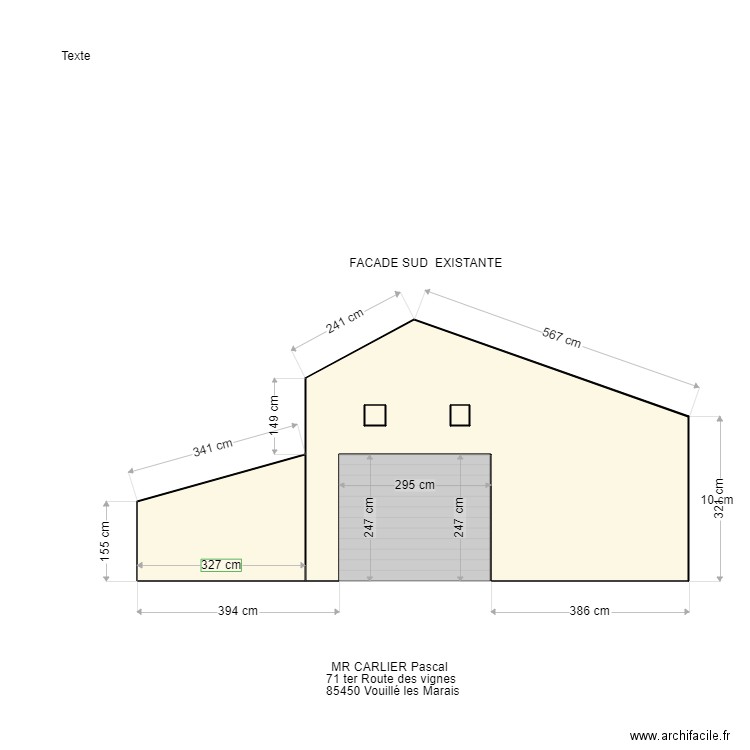Facade SUD. Plan de 4 pièces et 31 m2