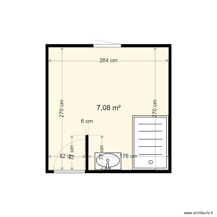 DELARUYELLE NATHALIE . Plan de 1 pièce et 7 m2