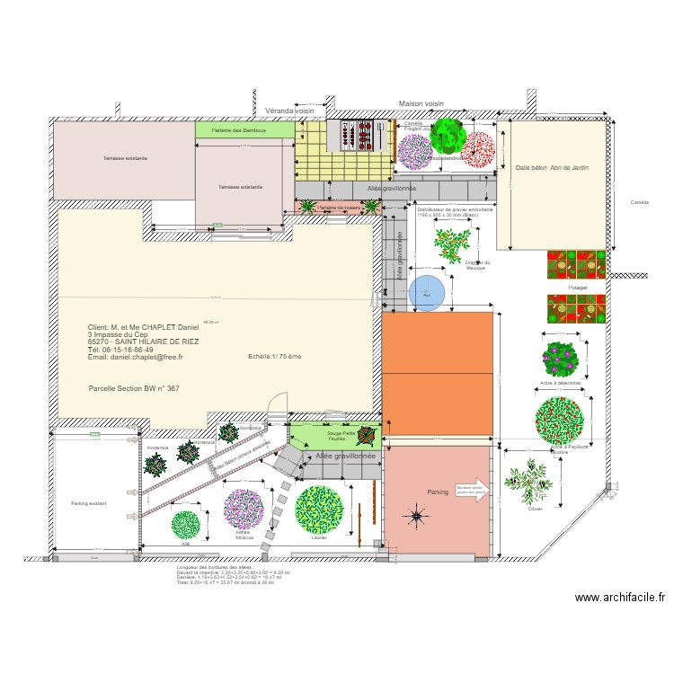 Plan Aménagement jardin. Plan de 1 pièce et 98 m2