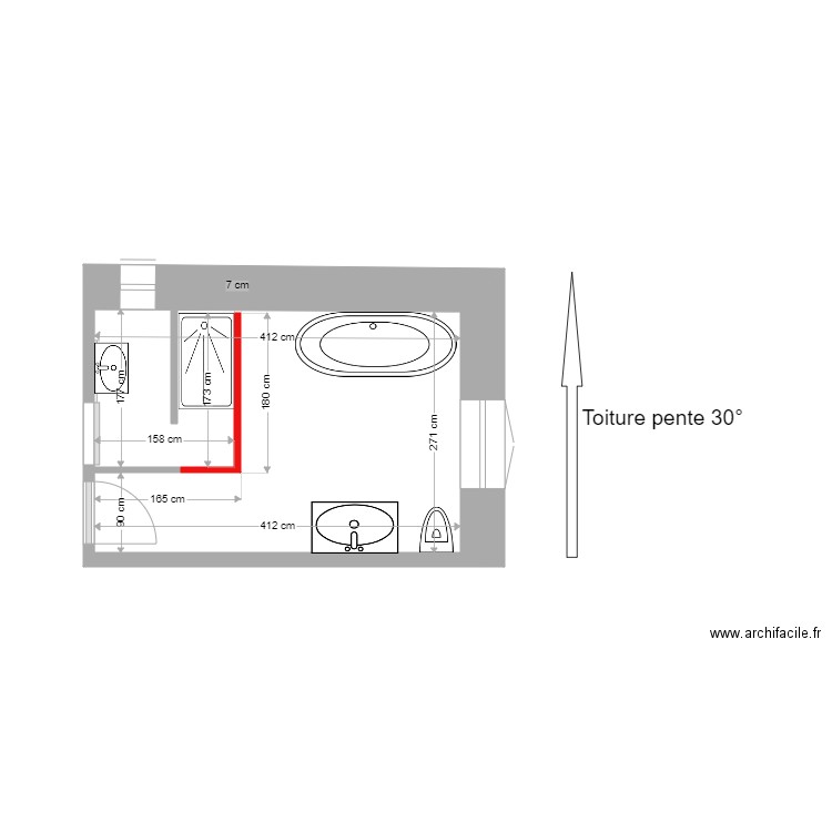 Plan étage SDB après. Plan de 0 pièce et 0 m2