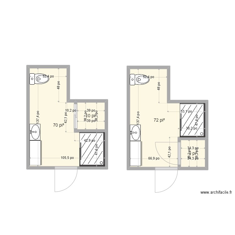 Salle de bain. Plan de 4 pièces et 15 m2