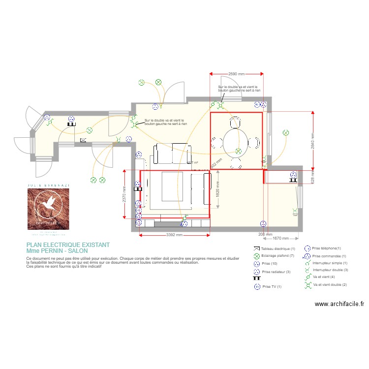 PERNIN  ELECTRICITE EXISTANT. Plan de 0 pièce et 0 m2