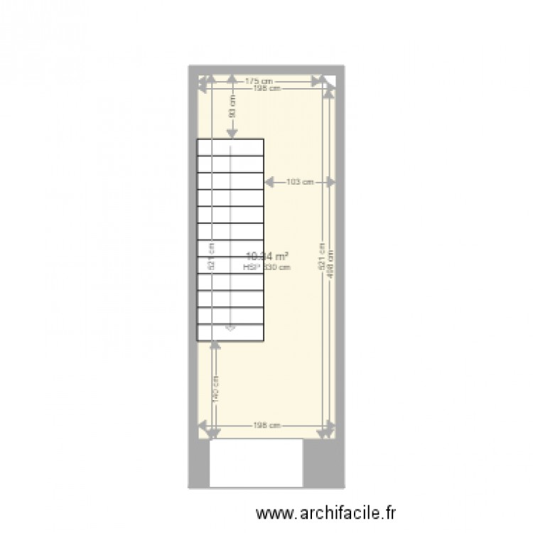 couloir cave 1. Plan de 1 pièce et 10 m2