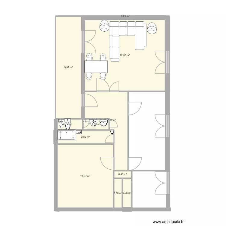 nayek teh zeb. Plan de 11 pièces et 60 m²