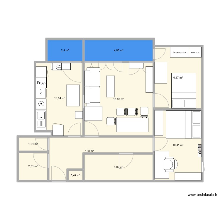 choix2. Plan de 11 pièces et 70 m2