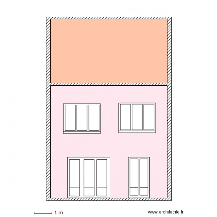 Facade arriere projet porte 2V. Plan de 0 pièce et 0 m2