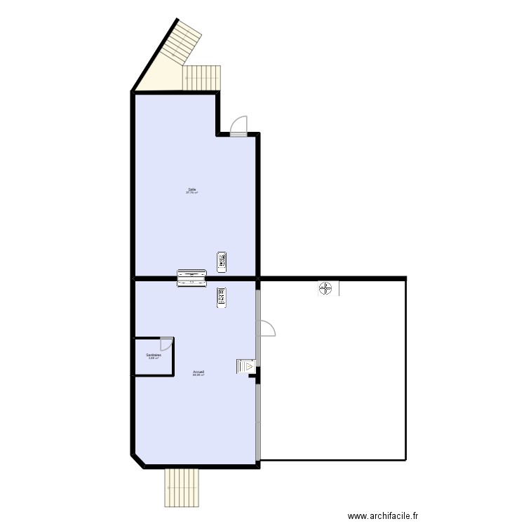 Bibliothèque_clim. Plan de 3 pièces et 120 m2
