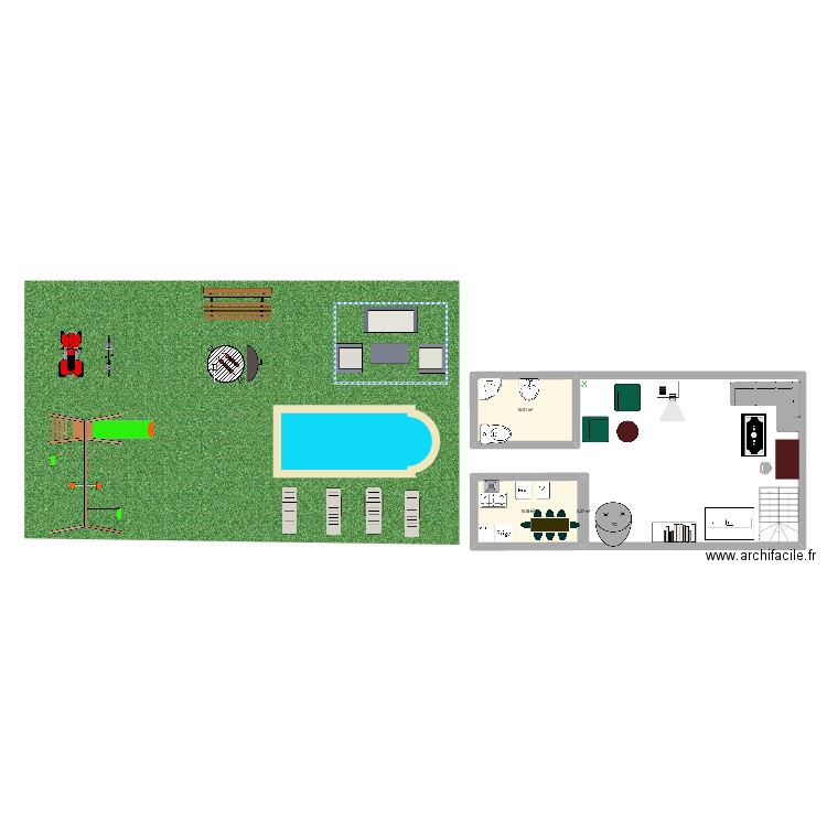 Maison. Plan de 3 pièces et 21 m2