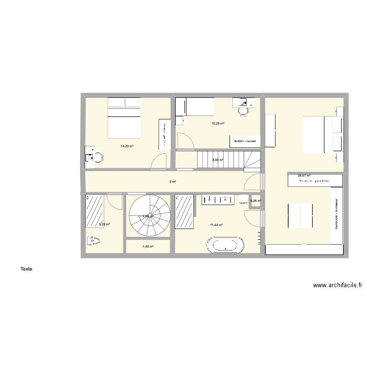 Projet Stephanie et David mai19. Plan de 15 pièces et 151 m2