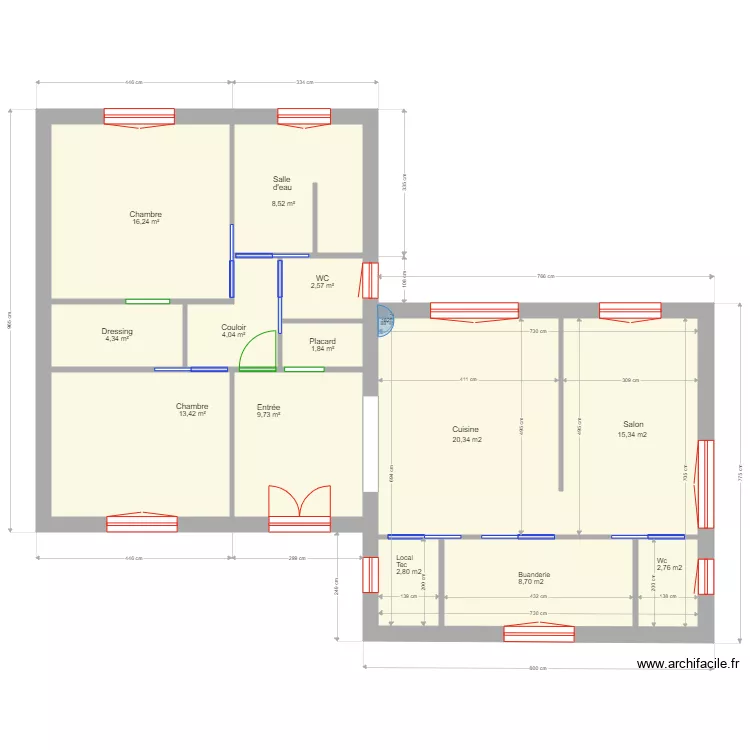 Maison d&eacute;cal&eacute;e SD. Plan de 