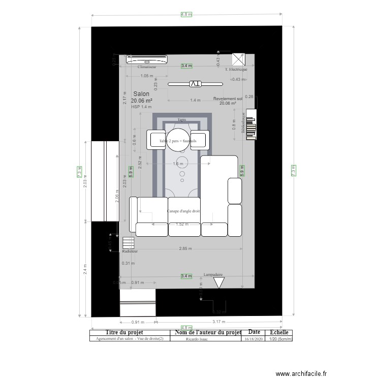 Agencement salon plan vue de droite 2. Plan de 0 pièce et 0 m2