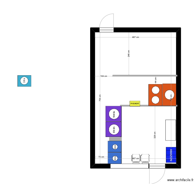 LAVERIE SAINT AUBIN. Plan de 1 pièce et 35 m2