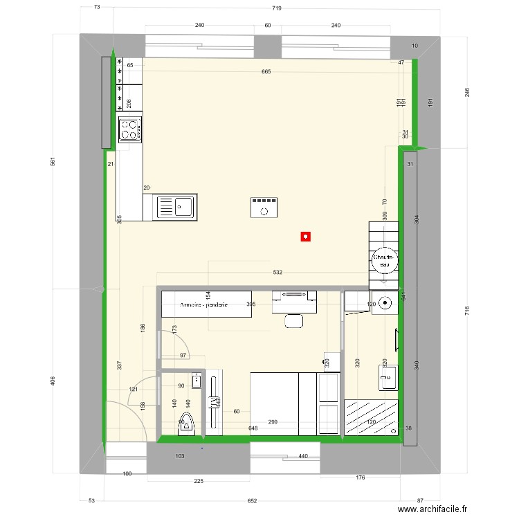 maison RDC V2. Plan de 5 pièces et 55 m2
