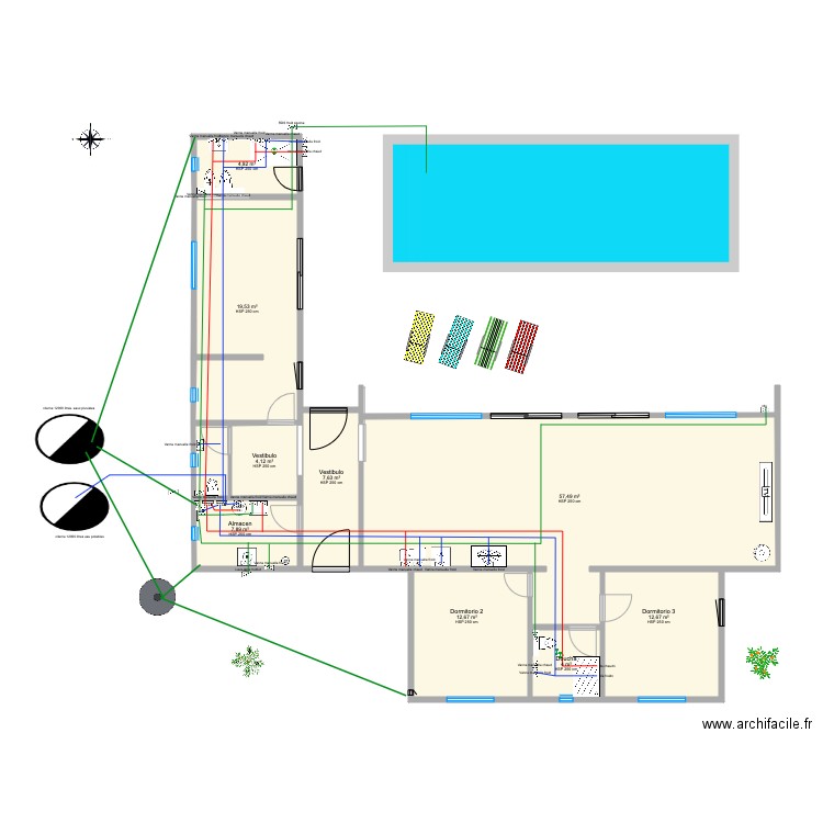 VILLA LAROMANA SANITAIRE . Plan de 9 pièces et 131 m2