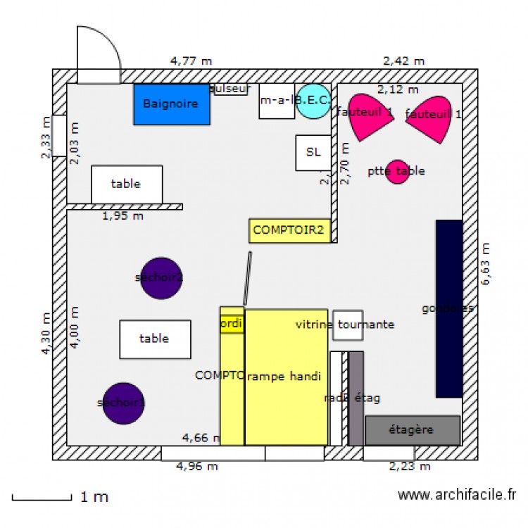 projet nouveau salon de toilettage autre possibilité en cassant les murs  à mi hauteur. Plan de 0 pièce et 0 m2