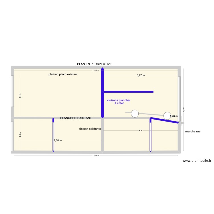 perspective avec garage. Plan de 6 pièces et 84 m2