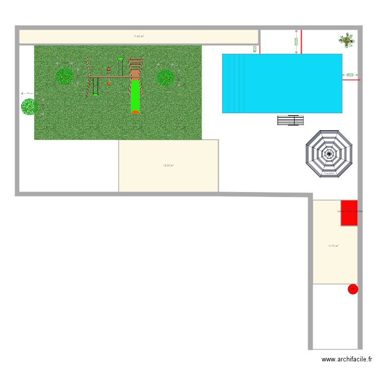 jardin  piscine v2. Plan de 0 pièce et 0 m2