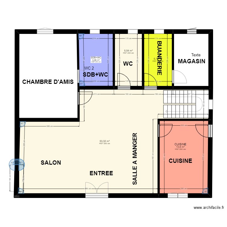 Finî da Nkolndâ. Plan de 5 pièces et 85 m2