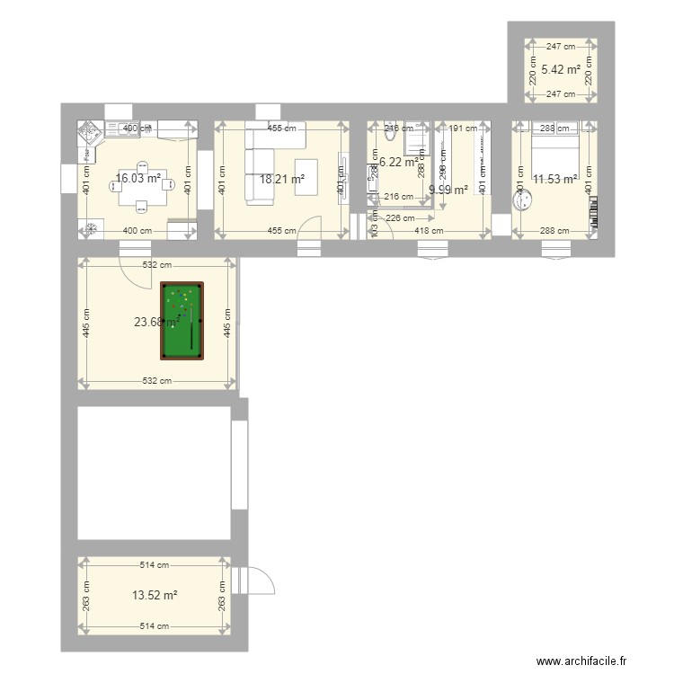 Mas Boisset rdc papa maman aménagé 2. Plan de 0 pièce et 0 m2