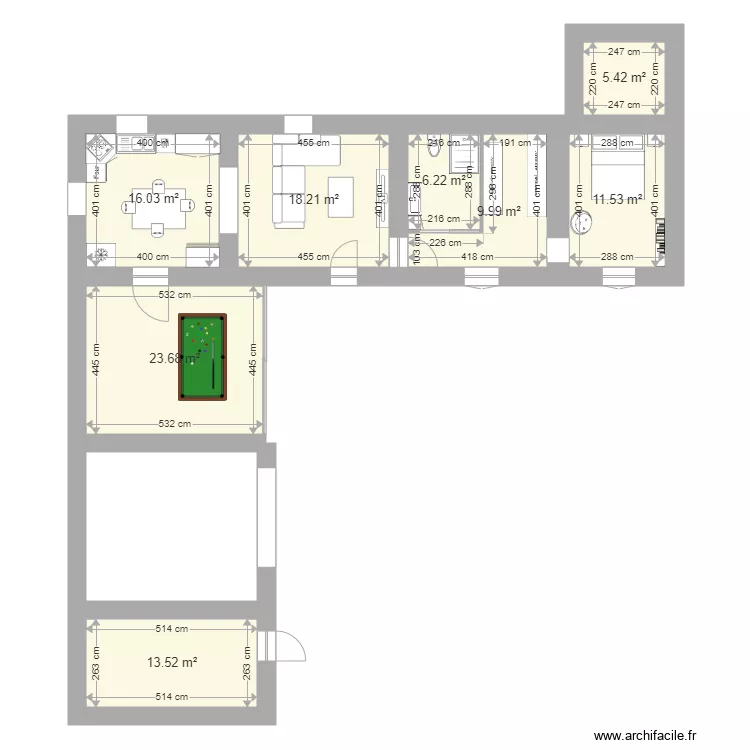 Mas Boisset rdc papa maman am&eacute;nag&eacute; 2. Plan de 