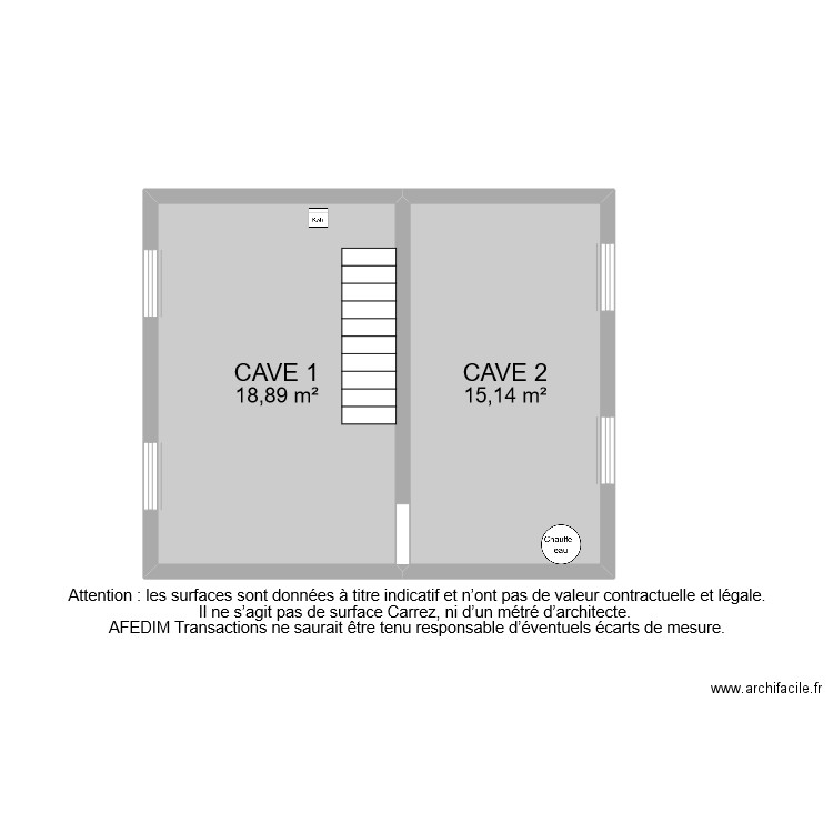 BI 9513 CAVE. Plan de 2 pièces et 34 m2