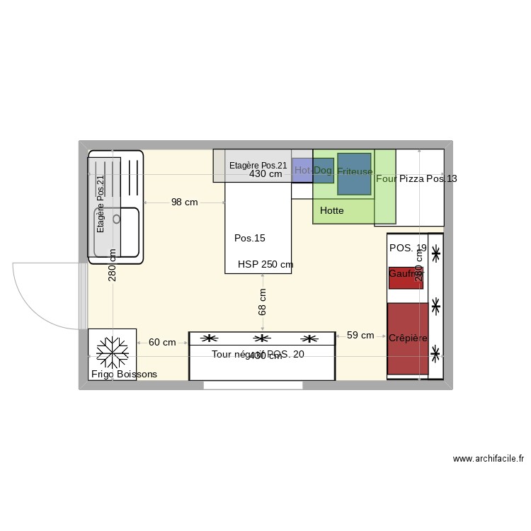 Snack Les Myrtilles. Plan de 1 pièce et 12 m2