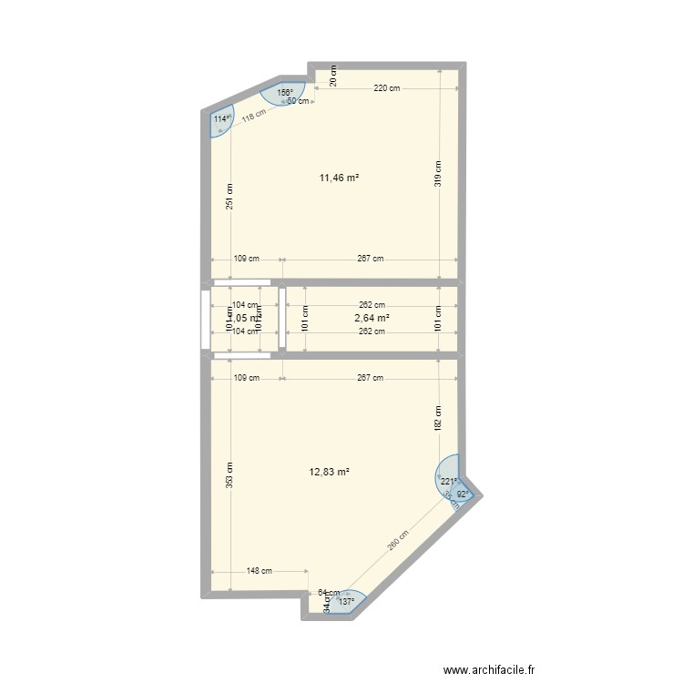 Maison. Plan de 4 pièces et 28 m2