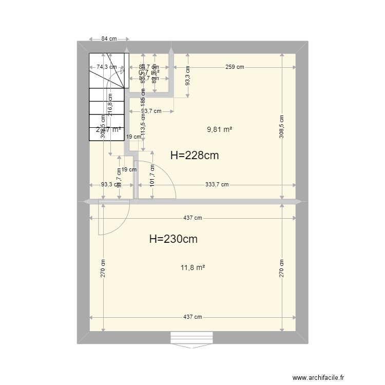 Maison Susie Etage. Plan de 4 pièces et 25 m2