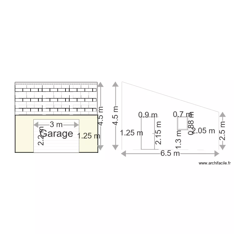 Fa&ccedil;ade abri de jardin. Plan de 