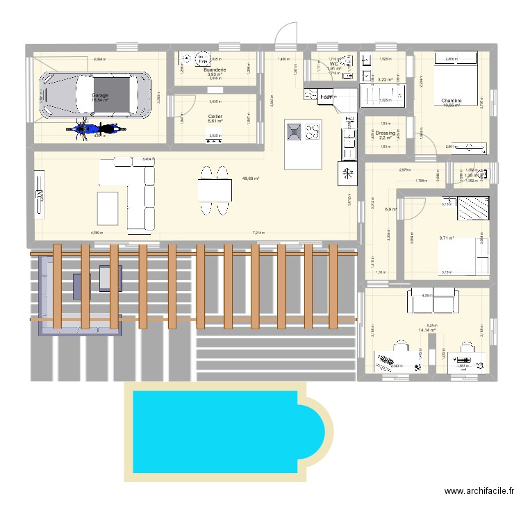 maison 2. Plan de 12 pièces et 125 m2