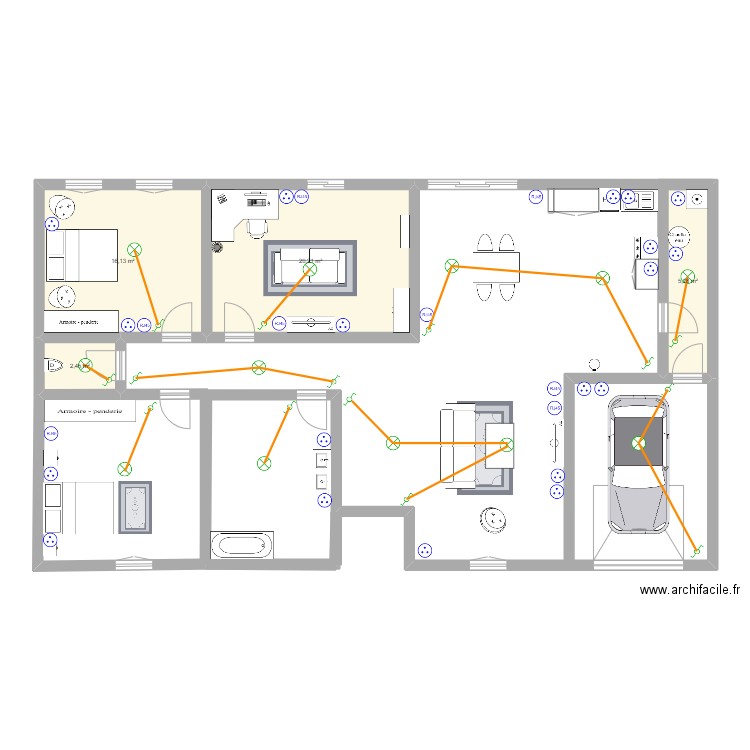 chef d'oeuvre 235. Plan de 4 pièces et 44 m2