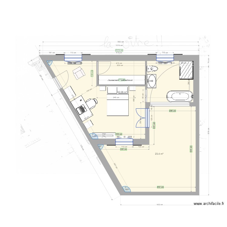 SdB etage. Plan de 0 pièce et 0 m2