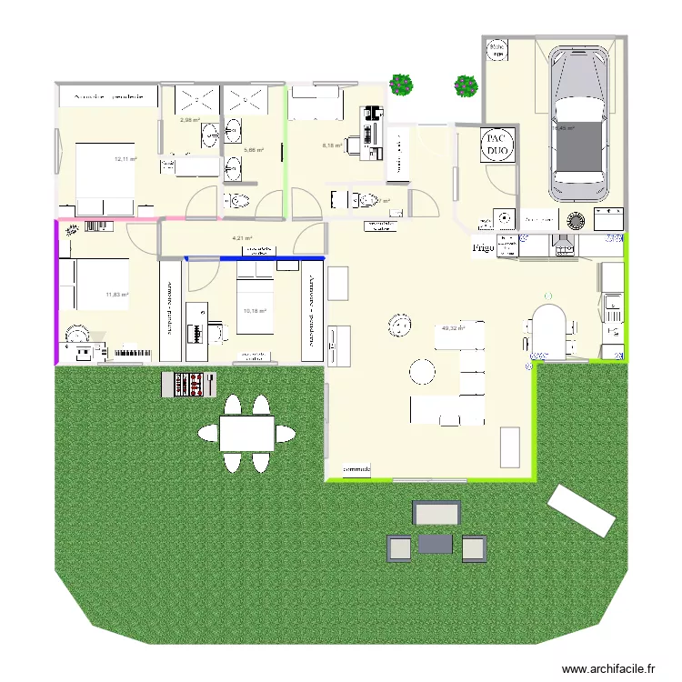 maison meubl&eacute;. Plan de 