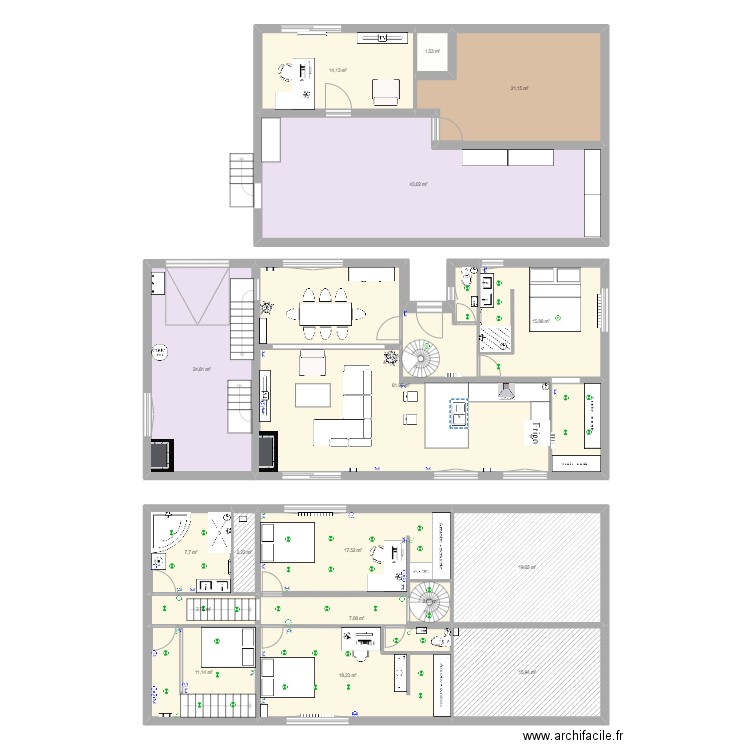 Maison Saintes. Plan de 17 pièces et 288 m2