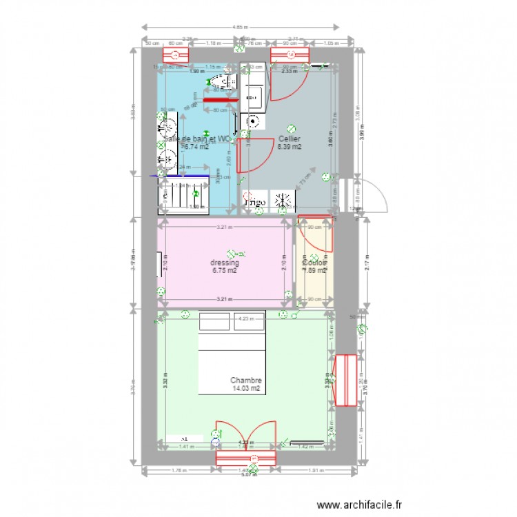 extension 4 pièces 38m hab 6 juillet ss mobilier. Plan de 0 pièce et 0 m2