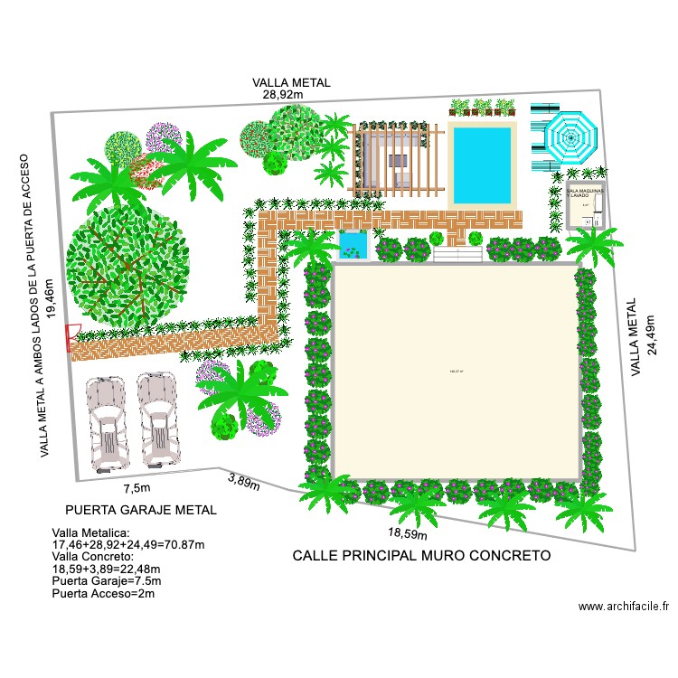 LOTE PAZ MODELO JR piscins 3por5. Plan de 2 pièces et 150 m2