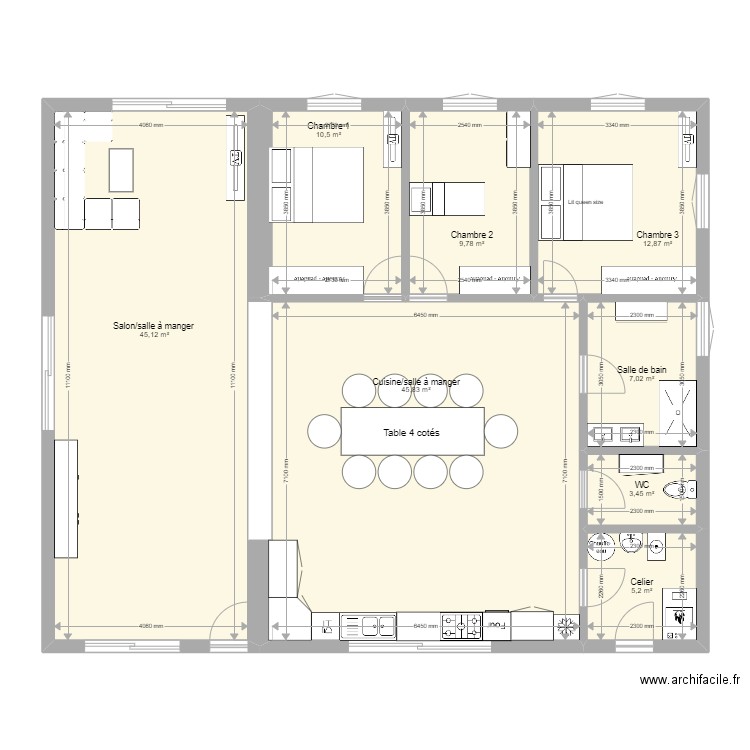 Filain 2. Plan de 8 pièces et 140 m2