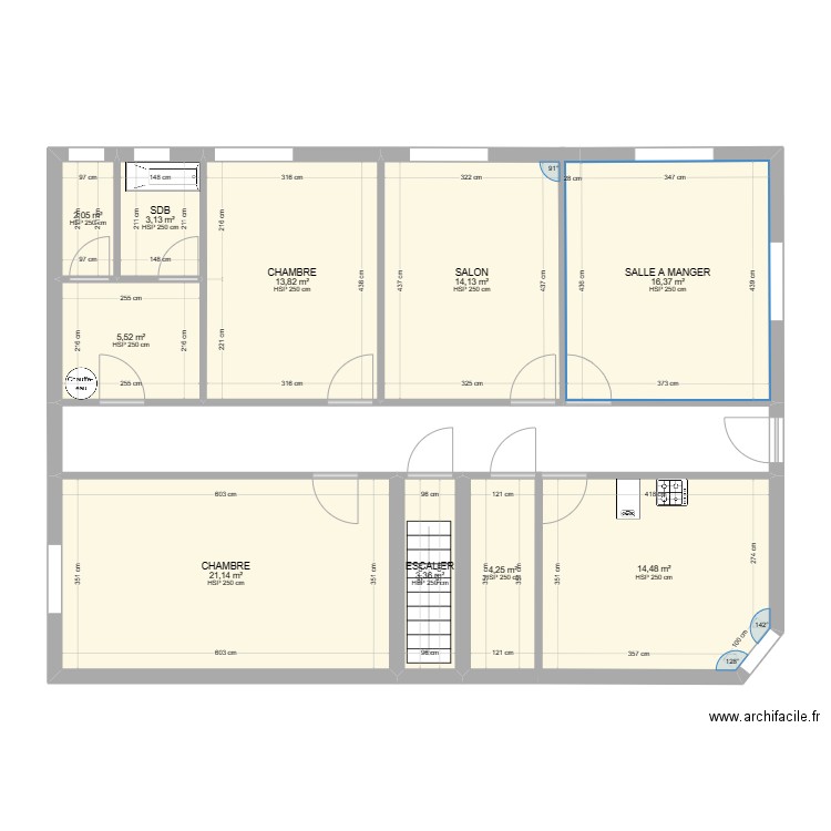 SEYSSES ETAGE. Plan de 10 pièces et 98 m2