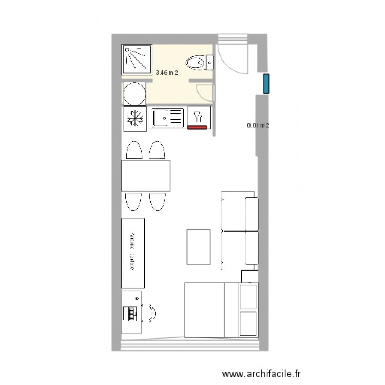 Appart 16A en studio de 28m2. Plan de 0 pièce et 0 m2