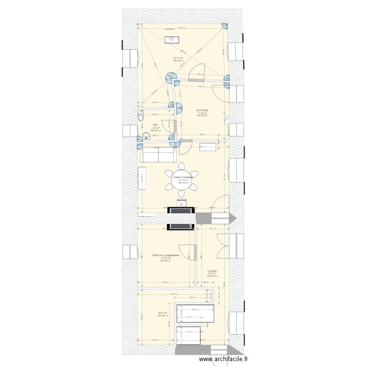 20220210 CHAMAILLARD Existant mamie v2. Plan de 7 pièces et 104 m2